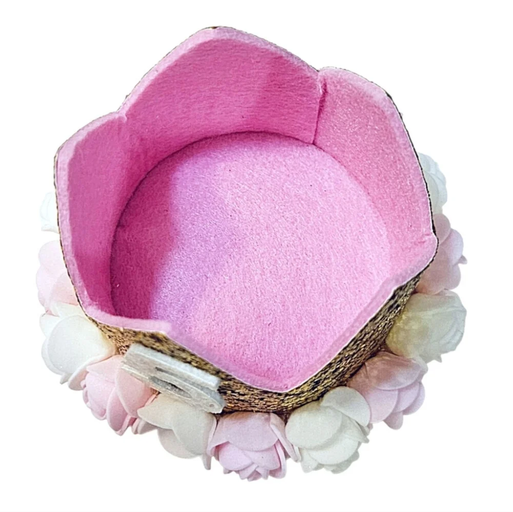 5th Birthday Glitter Rosette Crown with Elastic Chin Strap Handmade